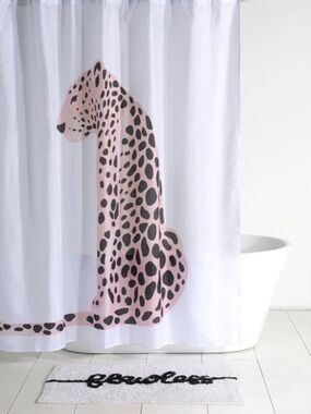 🐆NEW Shiraleah Leopard Print Shower Curtain 72x72 Polyester Bathroom In Package